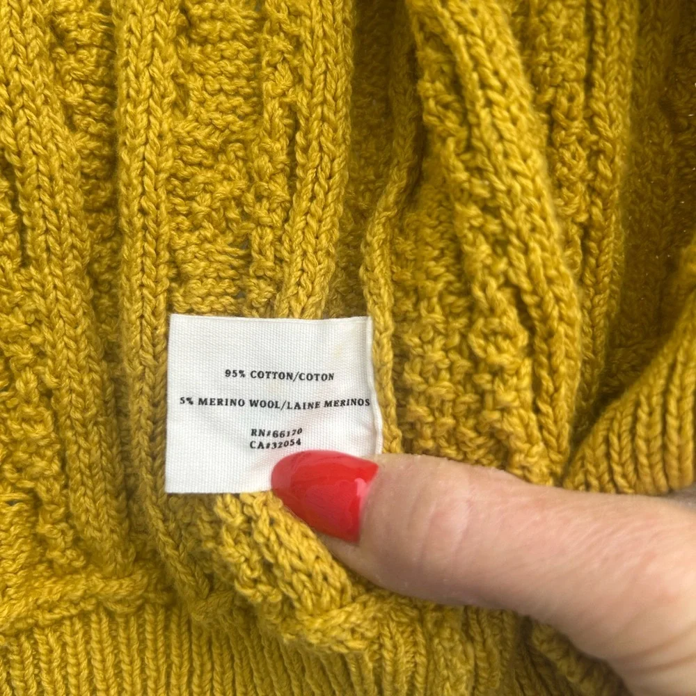 Anthropologie Sparrow Cardigan Sweater Cable Knit Yellow Open Women S Fisherman - Picture 5 of 9